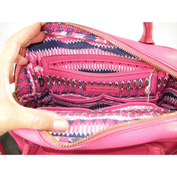 Vera Bradley Pink Leather Purse Adjustable Shoulder Strap Double Handles Spring - Picture 5 of 12